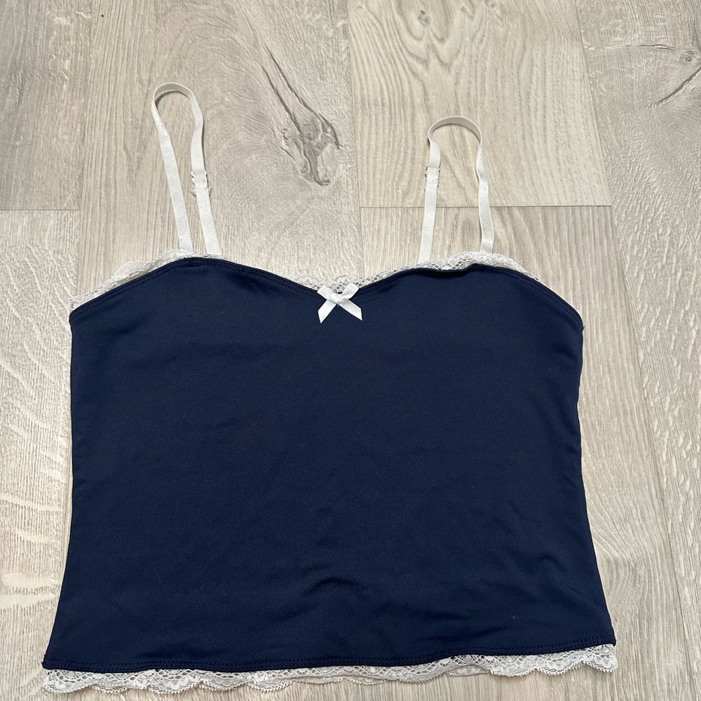 PacSun Navy Blue Lace Trim Tank Top